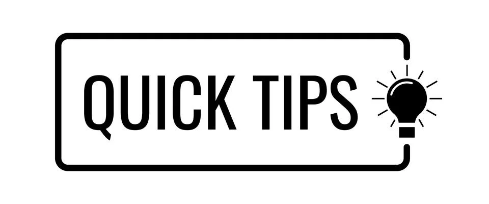Quick tips with light bulb badge sign vector icon. Stock Illustration