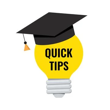 Quick tips on light bulb in graduation cap vector icon. Stock Illustration