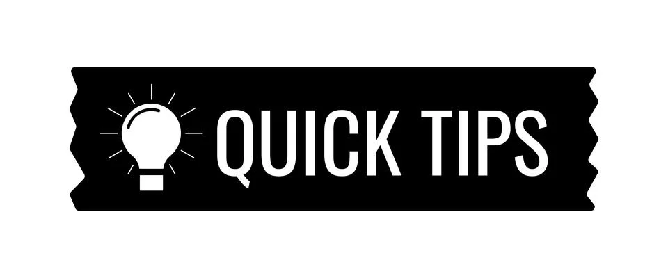 Quick tips with light bulb on washi tape vector icon. Stock Illustration