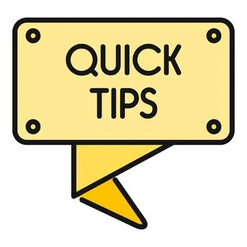 Quick tips message appearing on a yellow banner Stock Illustration