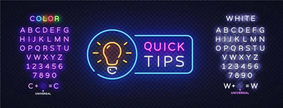 Quick tips Neon for concept design. Illustration design. Vector line Stock Illustration