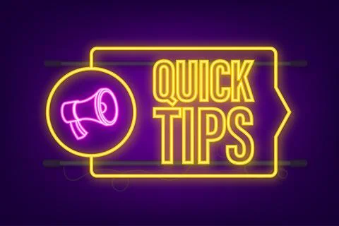 Quick tips neon icon badge. Ready for use in web or print design. Vector stock Illustrazione stock