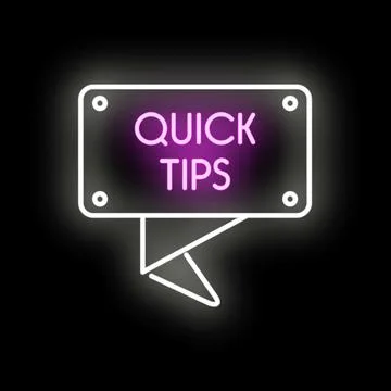 Quick tips neon sign glowing on black background Stock Illustration