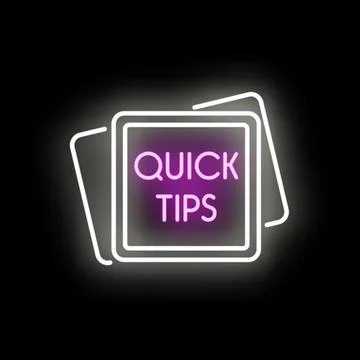 Quick tips neon sign glowing on dark background Stock Illustration