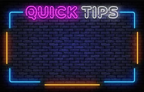 Quick Tips neon sign vector. Quick Tips Neon Frame Design template, light banner Stock Illustration