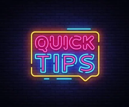 Quick Tips neon signs vector. Quick Tips Design template neon sign, light banner Stock Illustration