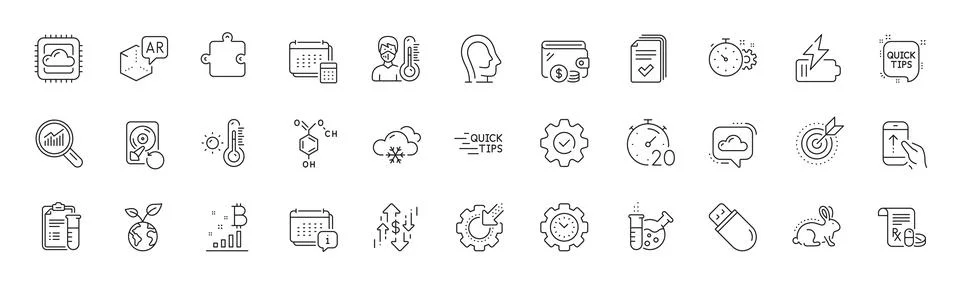 Quick tips, Save planet and Execute line icons. For web app, printing. Line イラスト素材