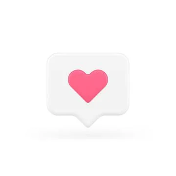 Like quick tips social network evaluation love heart speech bubble 3d icon re Stock Illustration