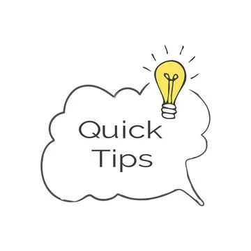 Quick tips speech bubble. Textured message icon with hand drawn lightbulb Stock Illustration