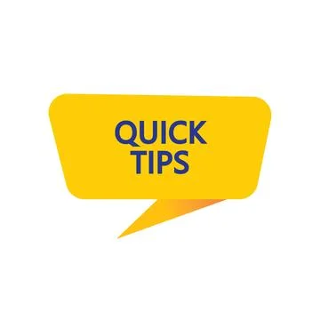 Quick Tips - Yellow Speech Bubble. Button, Sign, Label, Icon, Tag, Badge. Illustrazione stock