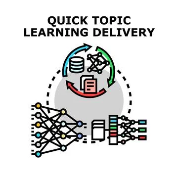 Quick topic learning delivery data processing concept 库存插图