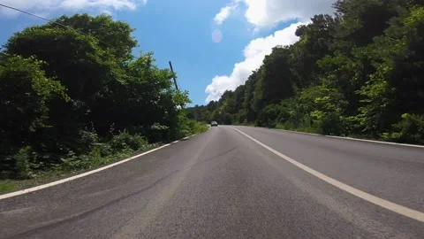 A quick trip by car on the forest road Stock Footage 171416495