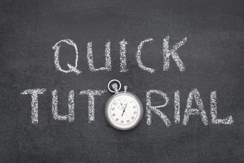 Quick tutorial phrase watch Stock Photos