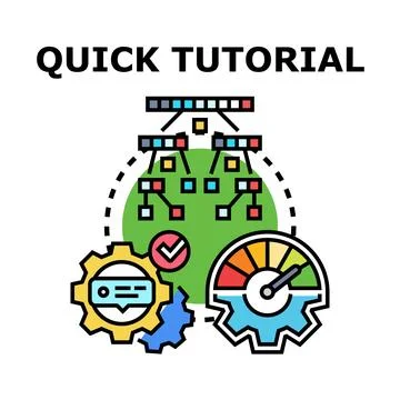 Quick tutorial vector concept illustrating fast learning Stock Illustration