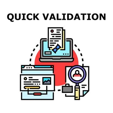 Quick validation process identifying and reviewing important information Stock Illustration