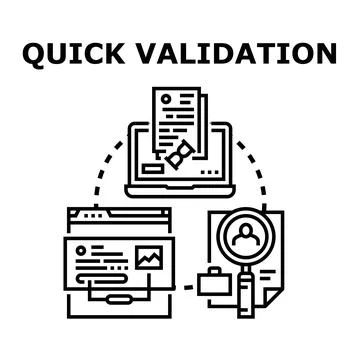 Quick validation process identifying and reviewing important information Stock Illustration