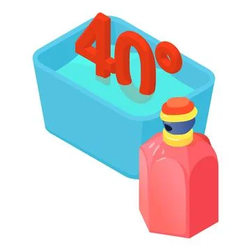 Quick wash icon isometric vector. Basin of water forty degrees and perfume icon Stock-Illustration