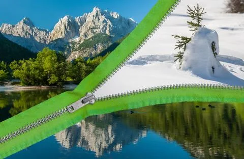 Quick weather changes, from summer to winter Stockfoto's