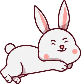 Quick White Rabbit Running and Hopping Cartoon Stock Illustration