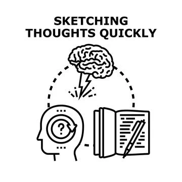 Quickly developing ideas and creatively thinking process Stock Illustration