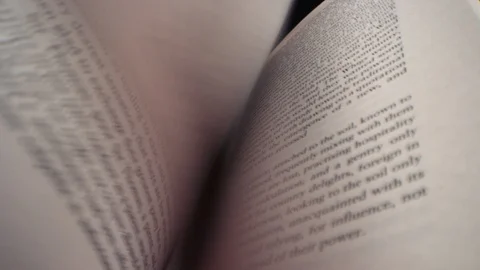 Quickly fanning through pages of a book in slow motion, filmed on RED 8K Camera Stock Footage 122561187