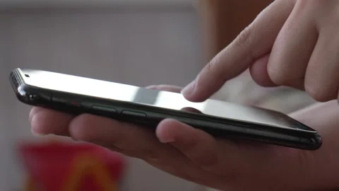 Quickly Taps Fingers On Smartphone Screen To Earn Cryptocurrency In Online Apps Stock Footage 280914621
