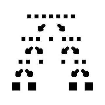 Quicksort algorithm glyph icon vector illustration Stock Illustration