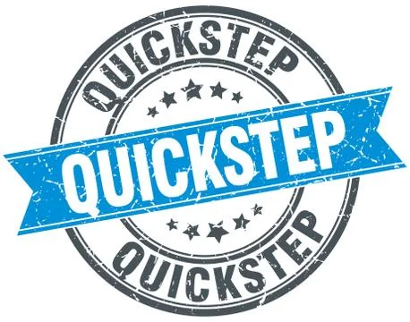 Quickstep blue round grunge vintage ribbon stamp Stock Illustration