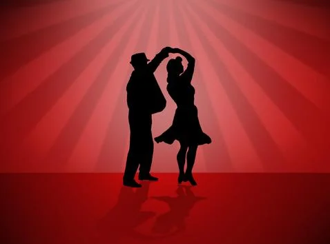 Quickstep Dance couple , Latin , Salsa Dance Ballet Stock Illustration