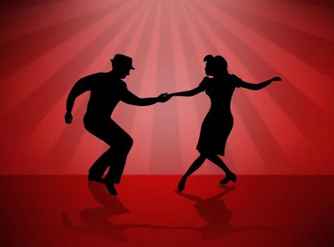 Quickstep Dance couple , Latin , Salsa Dance Ballet Stock Illustration