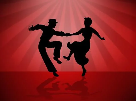 Quickstep Dance couple , Latin , Salsa Dance Ballet Stock Illustration