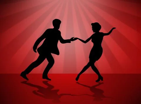 Quickstep Dance couple , Latin , Salsa Dance Ballet Stock Illustration
