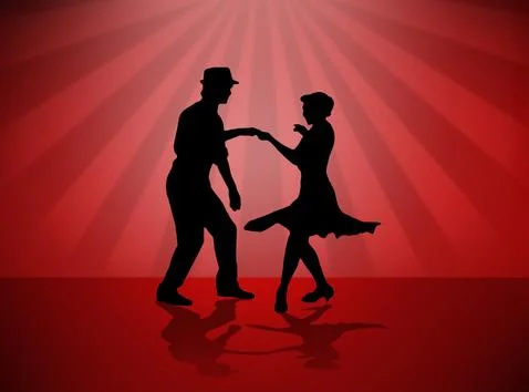 Quickstep Dance couple , Latin , Salsa Dance Ballet Stock Illustration