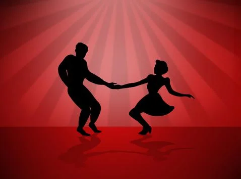 Quickstep Dance couple , Latin , Salsa Dance Ballet Stock Illustration