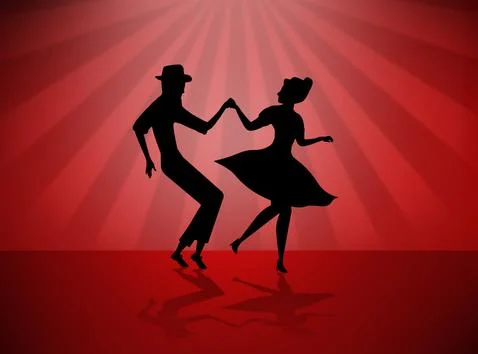 Quickstep Dance couple , Latin , Salsa Dance Ballet Stock Illustration