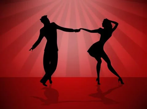 Quickstep Dance couple , Latin , Salsa Dance Ballet Stock Illustration