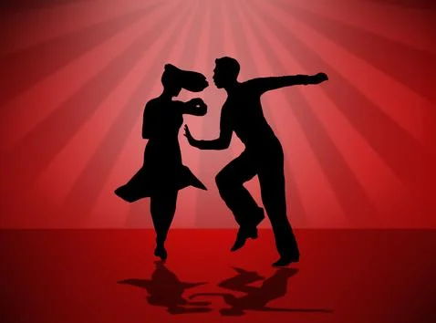 Quickstep Dance couple , Latin , Salsa Dance Ballet Stock Illustration