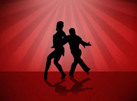 Quickstep Dance couple , Latin , Salsa Dance Ballet Stock Illustration