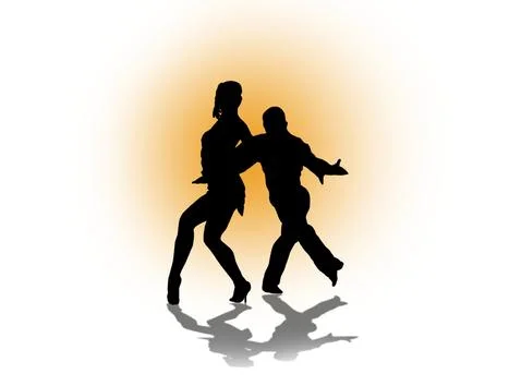 Quickstep Dance couple , Latin , Salsa Dance Ballet Stock Illustration