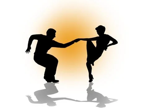 Quickstep Dance couple , Latin , Salsa Dance Ballet Stock Illustration