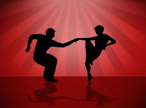 Quickstep Dance couple , Latin , Salsa Dance Ballet Stock Illustration