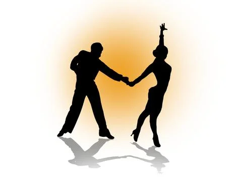 Quickstep Dance couple , Latin , Salsa Dance Ballet Stock Illustration
