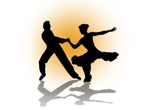 Quickstep Dance couple , Latin , Salsa Dance Ballet Illustrazione stock