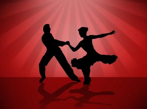 Quickstep Dance couple , Latin , Salsa Dance Ballet Stock Illustration