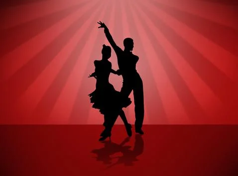 Quickstep Dance couple , Latin , Salsa Dance Ballet Illustrazione stock