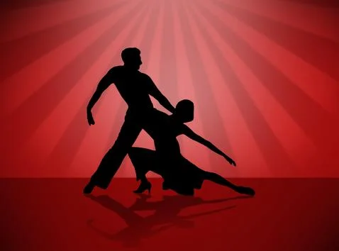 Quickstep Dance couple , Latin , Salsa Dance Ballet Stock Illustration