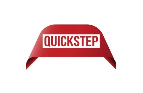Quickstep red ribbon label banner. Open available now sign or Quickstep tag. Stock Illustration