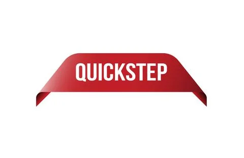 Quickstep red ribbon label banner. Open available now sign or Quickstep tag. Stock Illustration