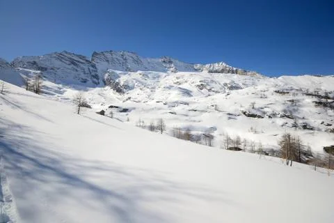 Quiet alpine scene in winter Stock Photos