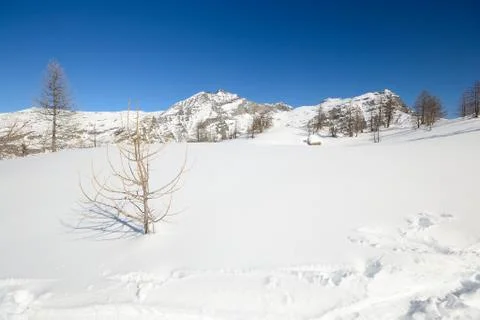 Quiet alpine scene in winter Stock Photos